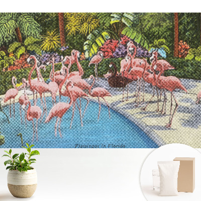 Tapeta Plameniaky pri bazéne