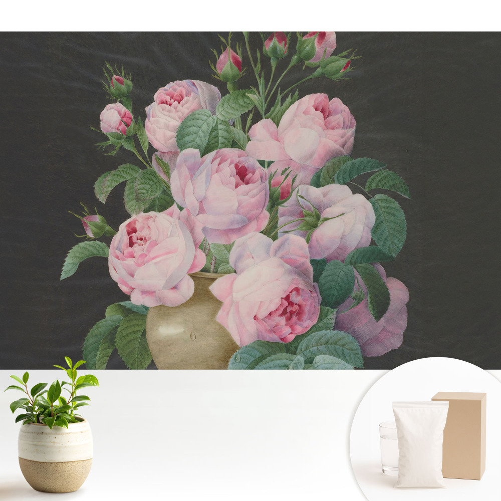 Tapeta na stenu Ružové ruže v sivej váze