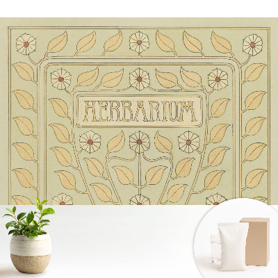 Luxusná tapeta s art nouveau rastlinnými motívmi a nápisom „Herbarium”