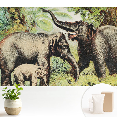 Luxusná tapeta Rodina slonov na pozadí džungle