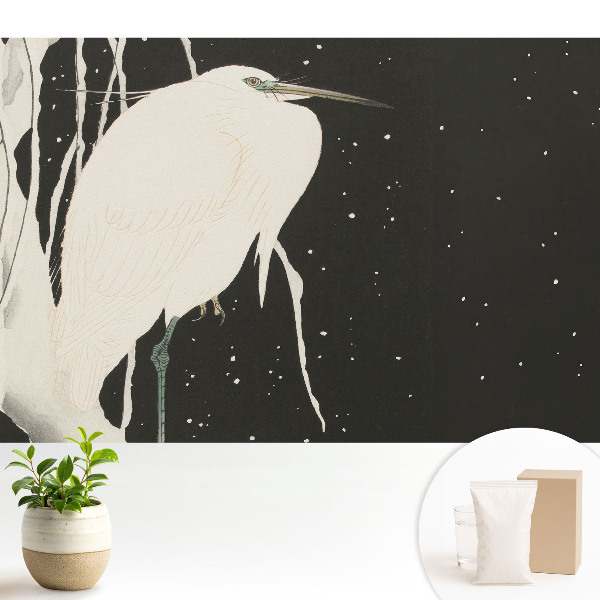 Tapeta na stenu Vtáčik na konári počas zimného večera