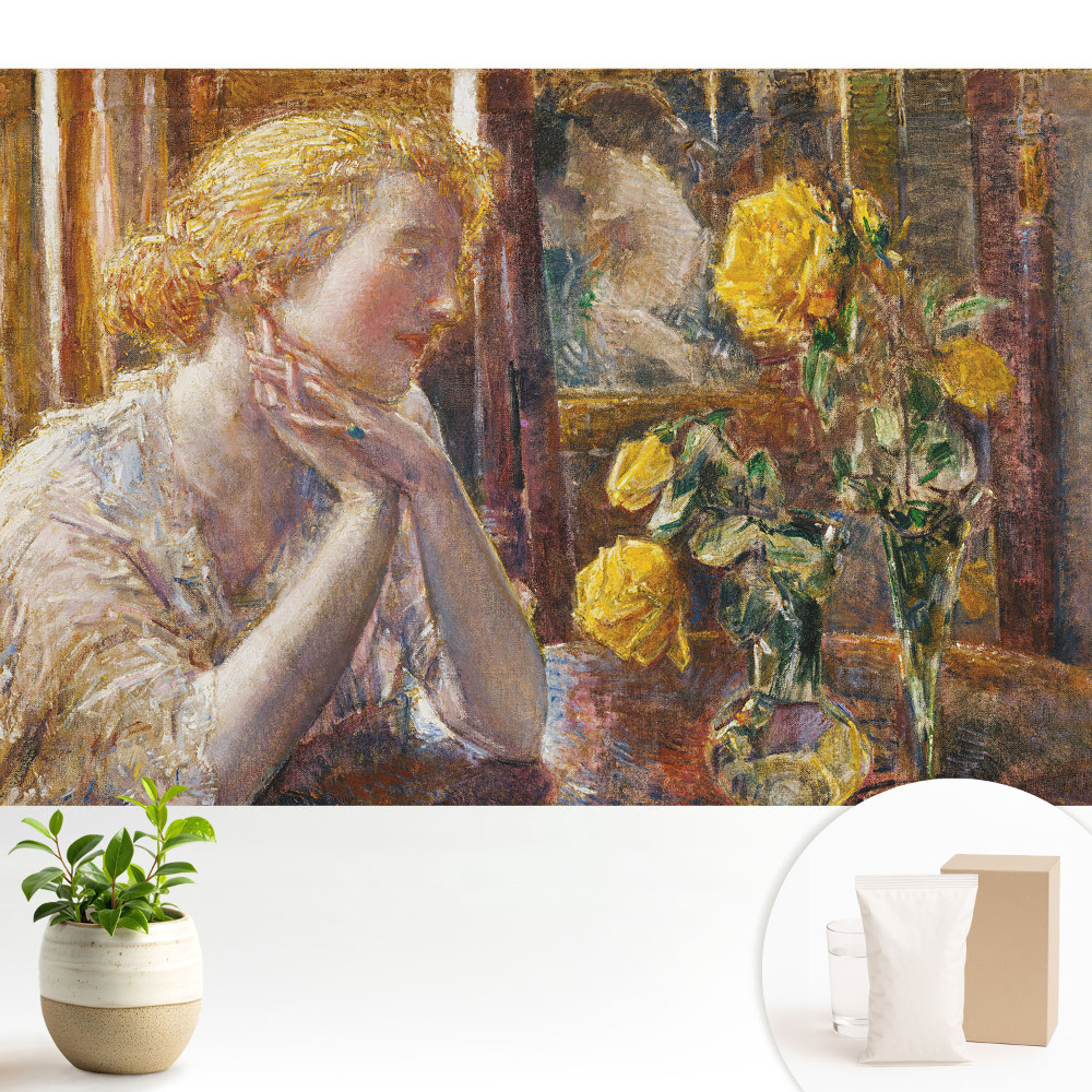 Tapeta na stenu Zamyslená silueta a farebné kvety