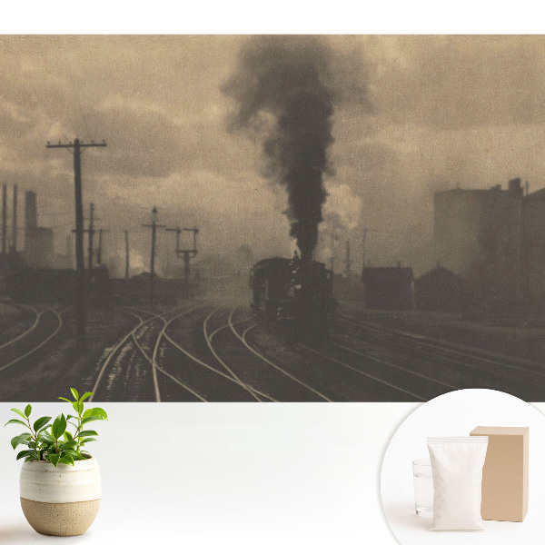 Tapeta do obývačky Priemyselná kompozícia s vlakom a továrňami