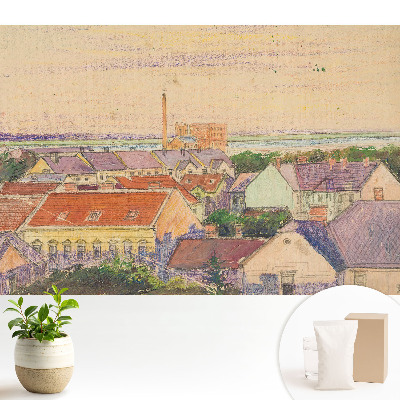 Tapeta s motívom atmosférického mesta v pastelových farbách do obývačky