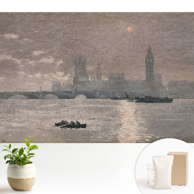 Tapeta do obývačky Farebné odrazy rieky v mestskom súmraku