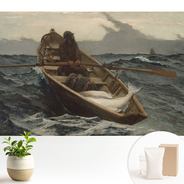 Luxusná tapeta Rybár loví ryby v rozbúrenom mori