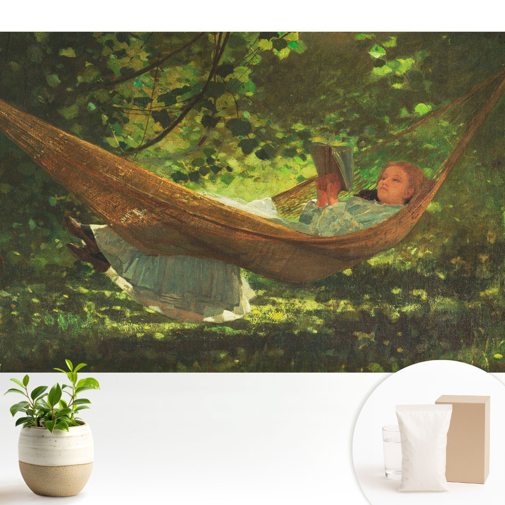 Luxusná tapeta Dievča v hojdacej sieti pod stromami