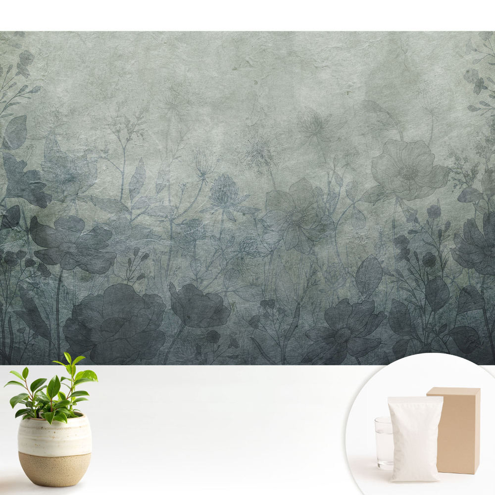 Luxusná tapeta Kvetinové motívy na sivom pozadí