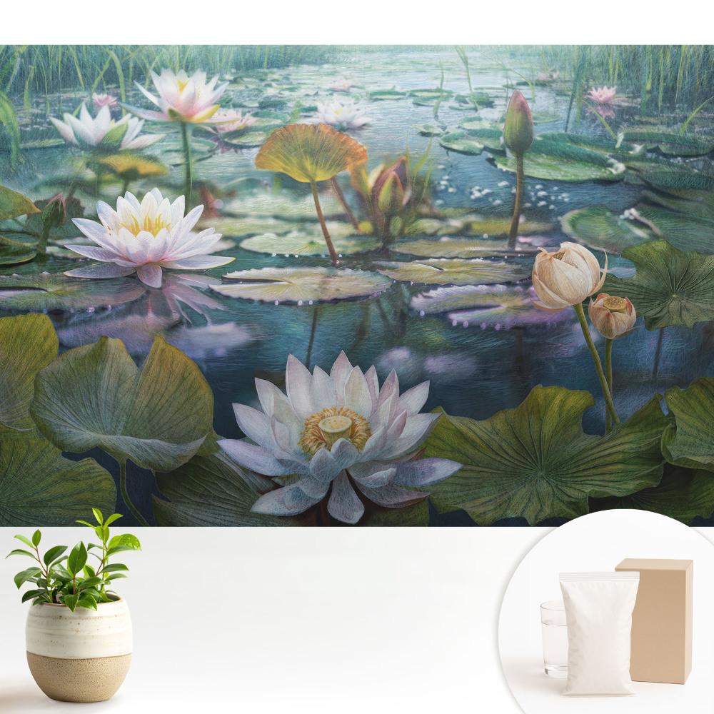 Tapeta Zrkadlové odrazy vodných kvetov