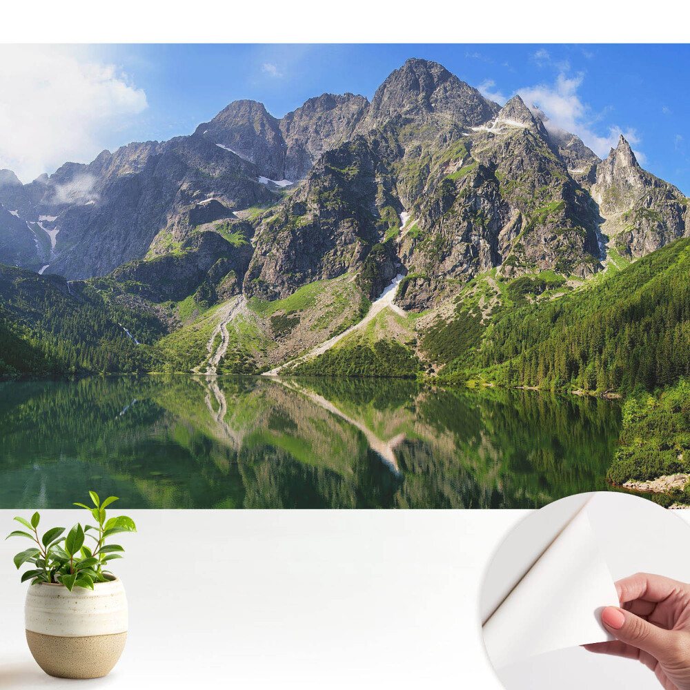 Tapety na stenu samolepiace Horské vrcholy nad jazerom