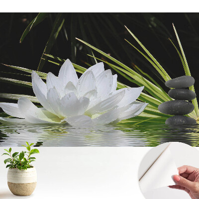 Tapeta na stenu samolepiaca s motívom meditácie a kameňov a bielych ľalií