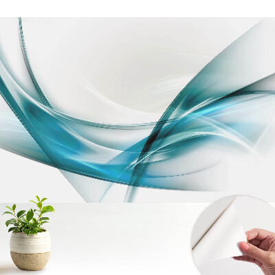 Tapeta na stenu samolepiaca s abstraktnými čiarami a vlnami v odtieňoch modrej