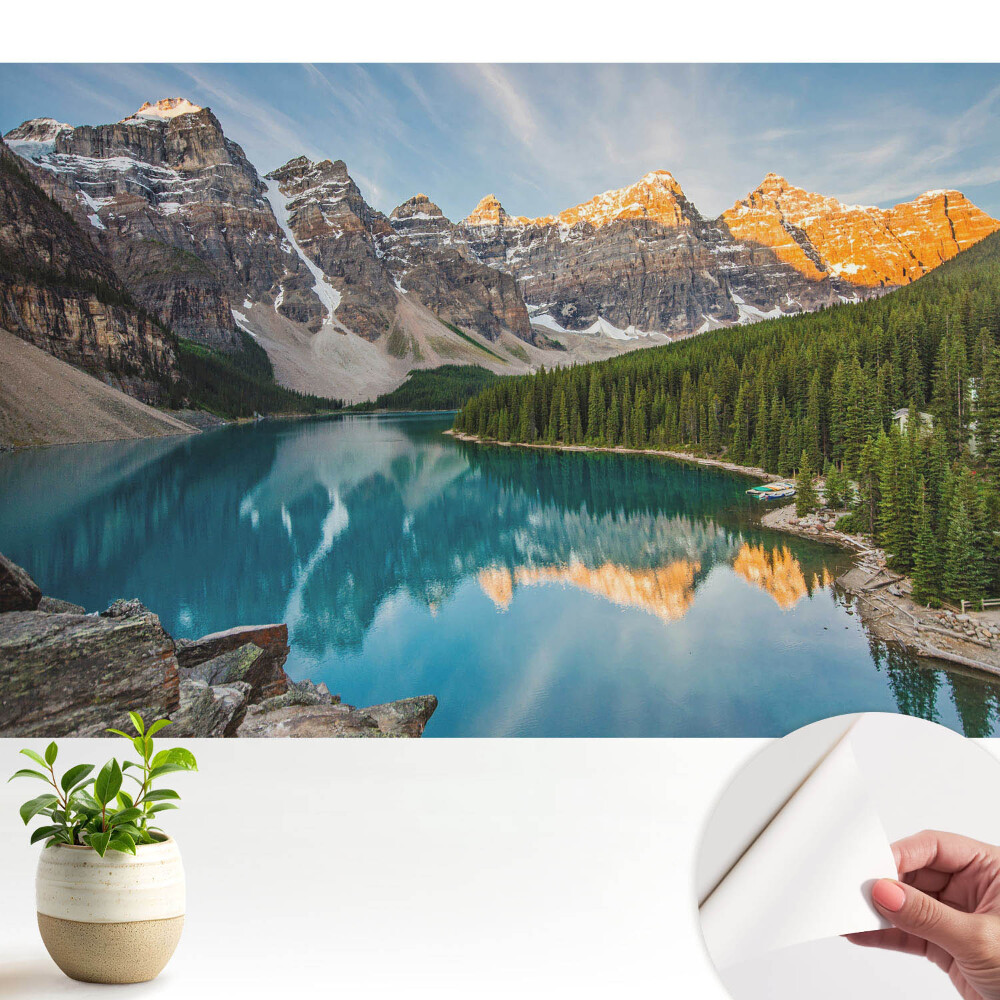 Tapety na stenu samolepiace Horská panoráma s jazerom