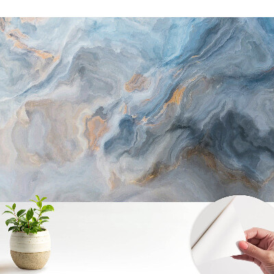 Tapeta na stenu samolepiaca s abstraktným motívom modrých a sivých vĺn