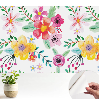 Tapeta do obývačky Farebné akvarelové kvety