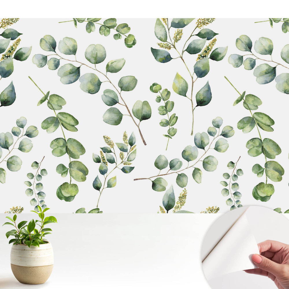 Tapety na stenu samolepiace Akvarelové listy rastlín opakujúci sa vzor