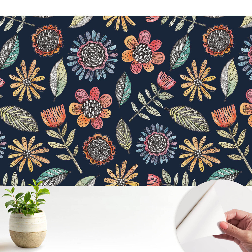 Luxusná tapeta Mozaika farebných kvetov a listov