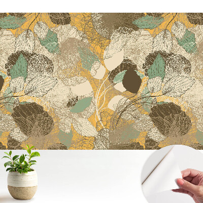 Tapety na stenu samolepiace Jemné listy a kvety v harmonickom vzore