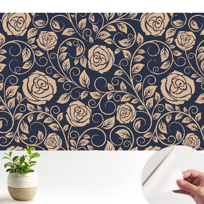 Tapeta do obývačky s klasickým motívom ruží na tmavomodrom podklade