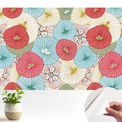 Luxusná tapeta s motívom farebných okrúhlych kvetov v modernom štýle