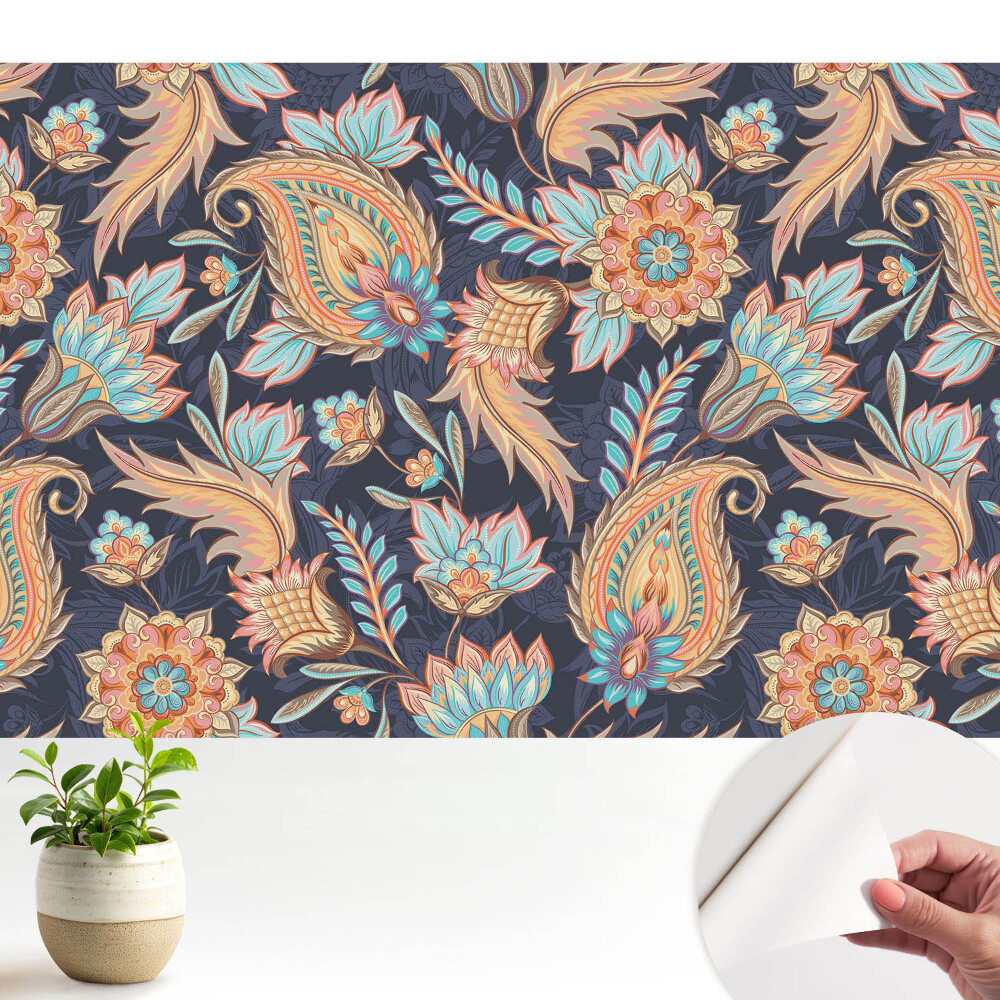 Tapeta do obývačky Kvety a listy v klasickom štýle