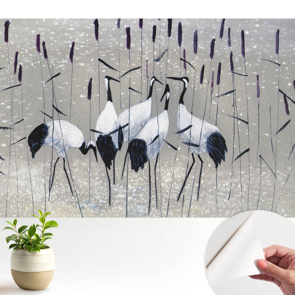 Luxusná tapeta Elegantné žeriavy medzi trávou
