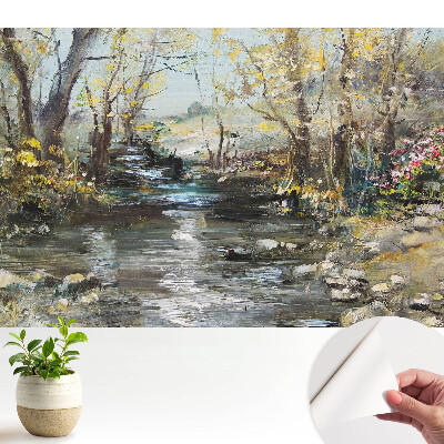 Tapeta do obývačky Malebná lesná krajina s potokom