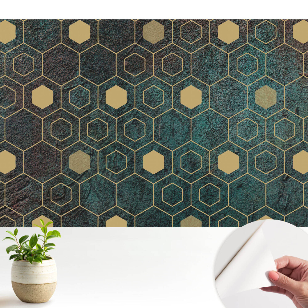 Tapety na stenu samolepiace Geometrické šesťuholníky na tmavom pozadí