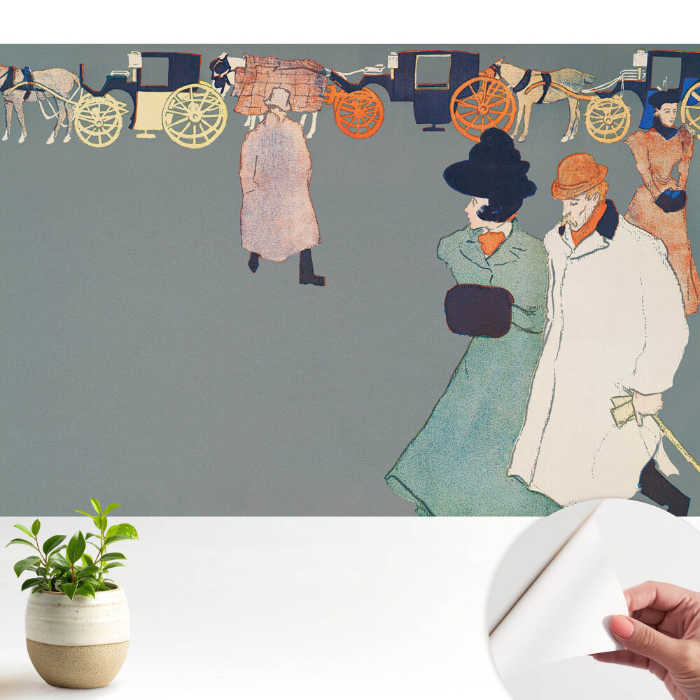 Tapeta na stenu samolepiaca s ilustratívnym nostalgickým motívom v retro štýle