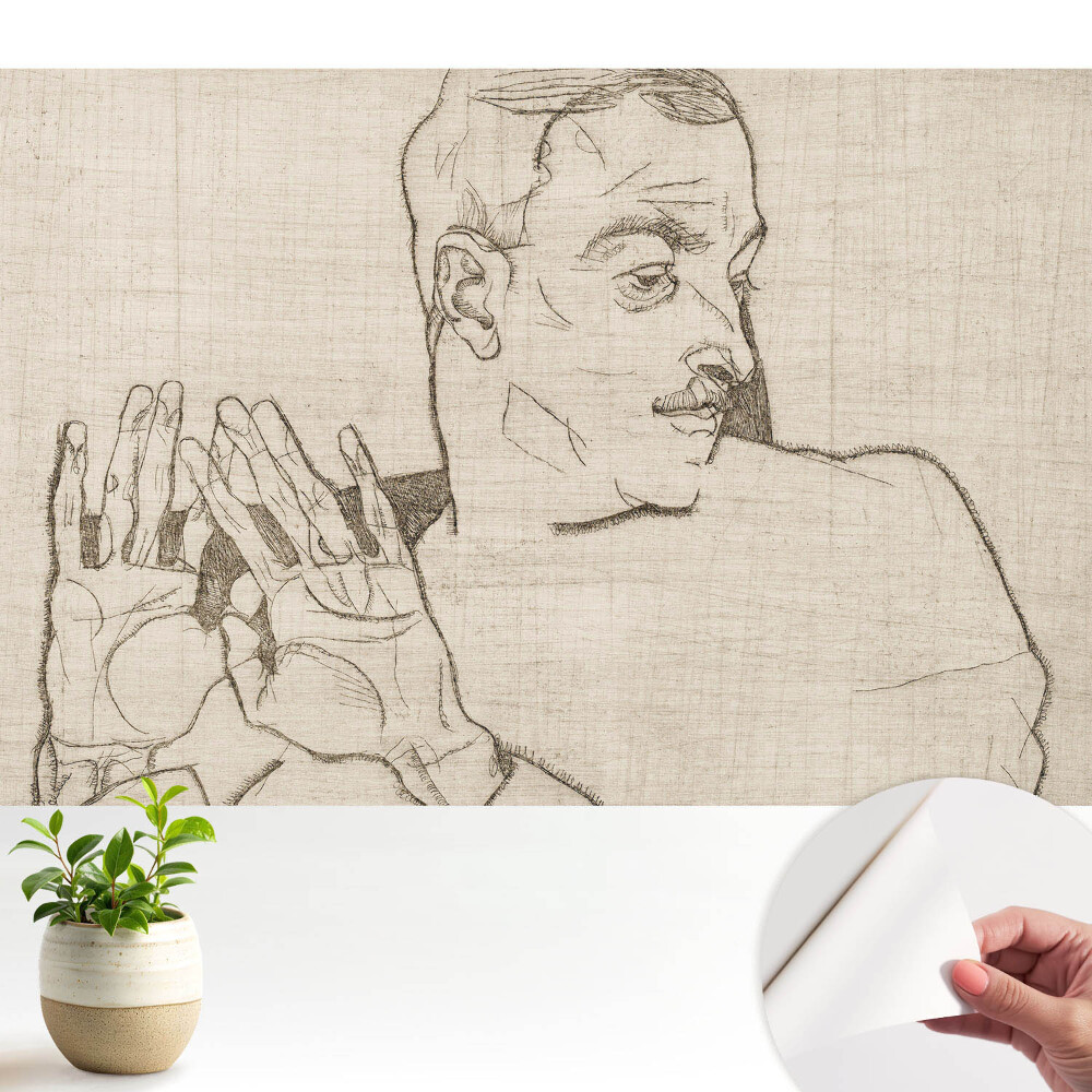 Tapeta s minimalistickým náčrtom postavy a gestami