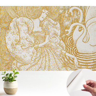 Tapety na stenu samolepiace Žena s labuťami v rozprávkovom štýle