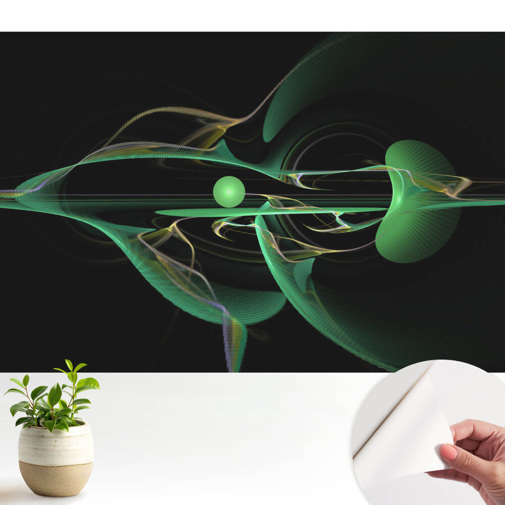 Luxusná tapeta Abstraktné zelené vlny a guľa