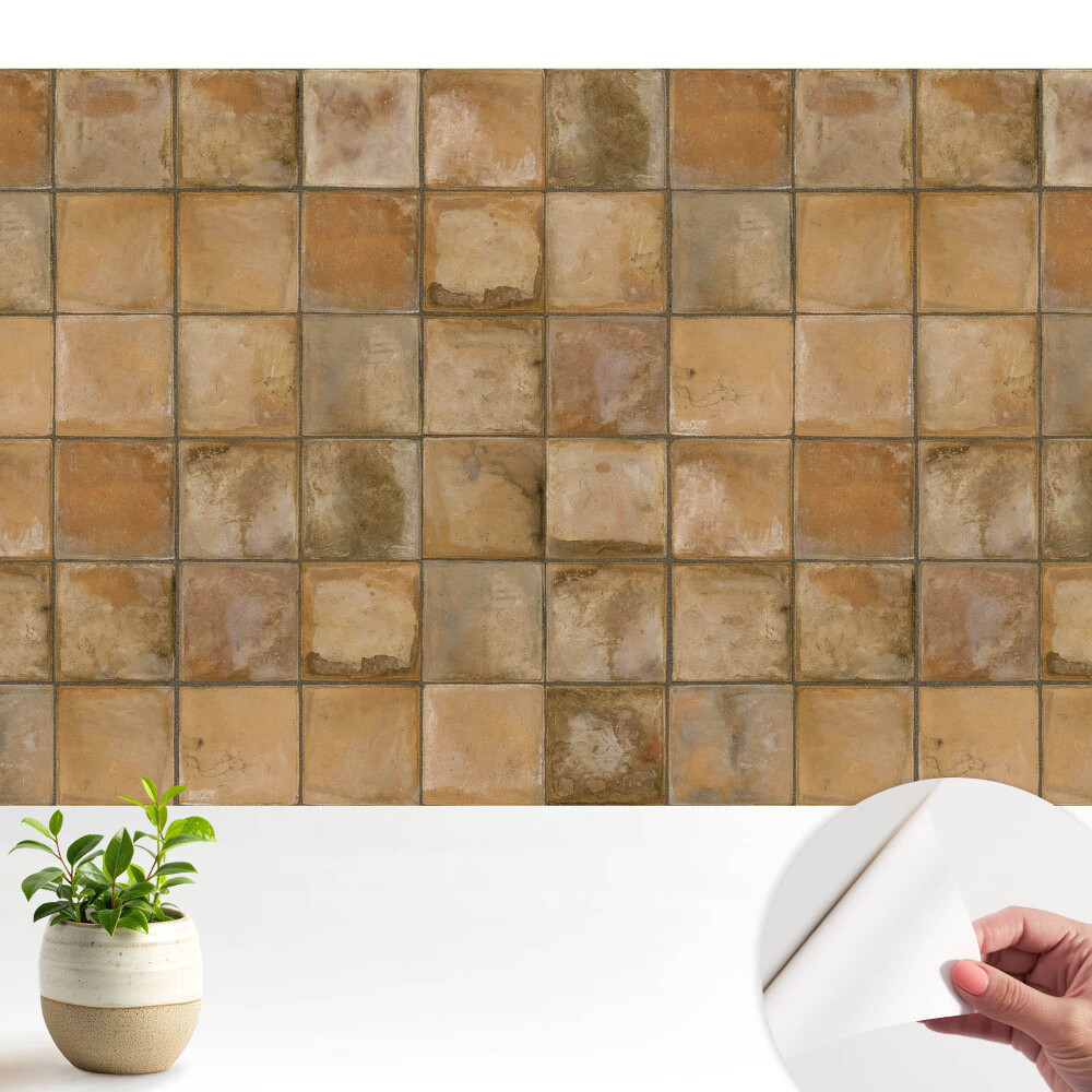 Tapeta Štvorcové dlaždice v teplých farbách