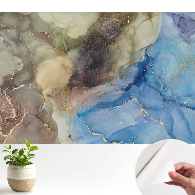 Luxusná tapeta s abstraktným motívom modrých a zelených tvarov