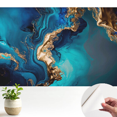 Tapeta na stenu samolepiaca s abstraktnou kombináciou modrej a žltej