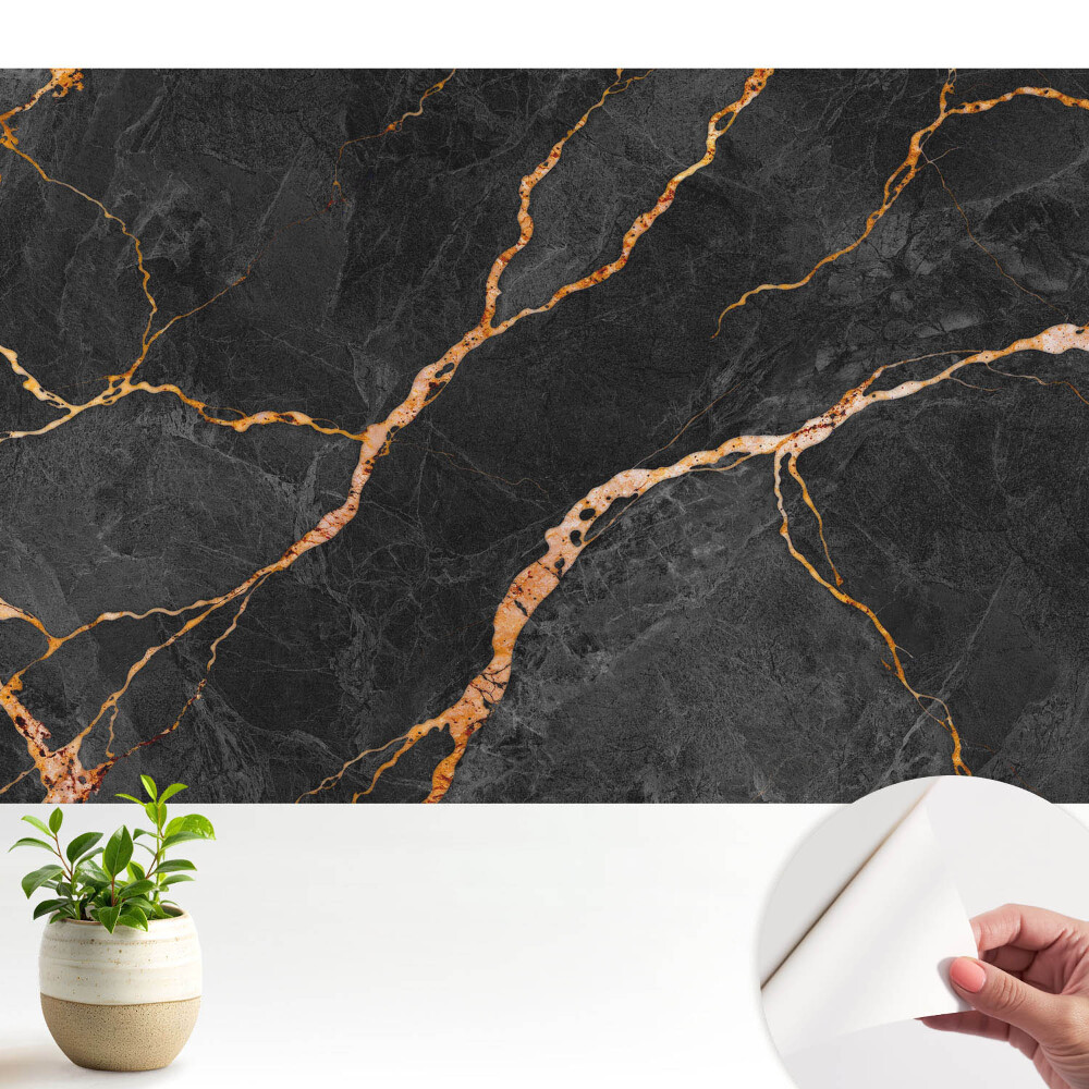 Tapeta do obývačky Mramorové čierne pozadie s žilami