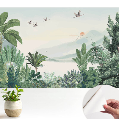 Samolepiaca tapeta na stenu s motívom exotickej džungle