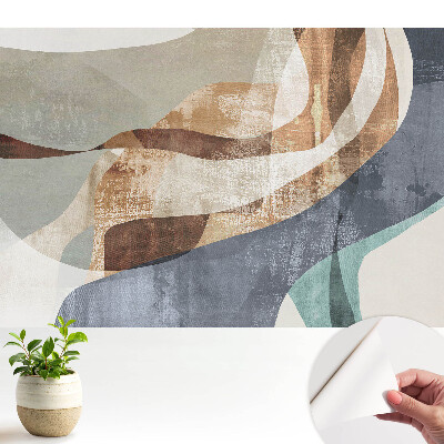 Tapeta na stenu samolepiaca s farebnými vlnitými abstraktnými tvarmi