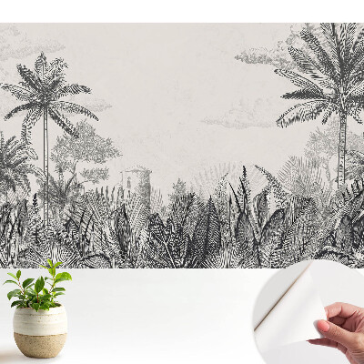 Tapety na stenu samolepiace Exotické palmy a tajomná budova