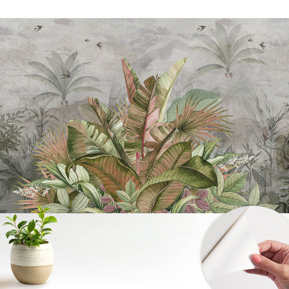 Tapeta do obývačky Vintage tropické listy