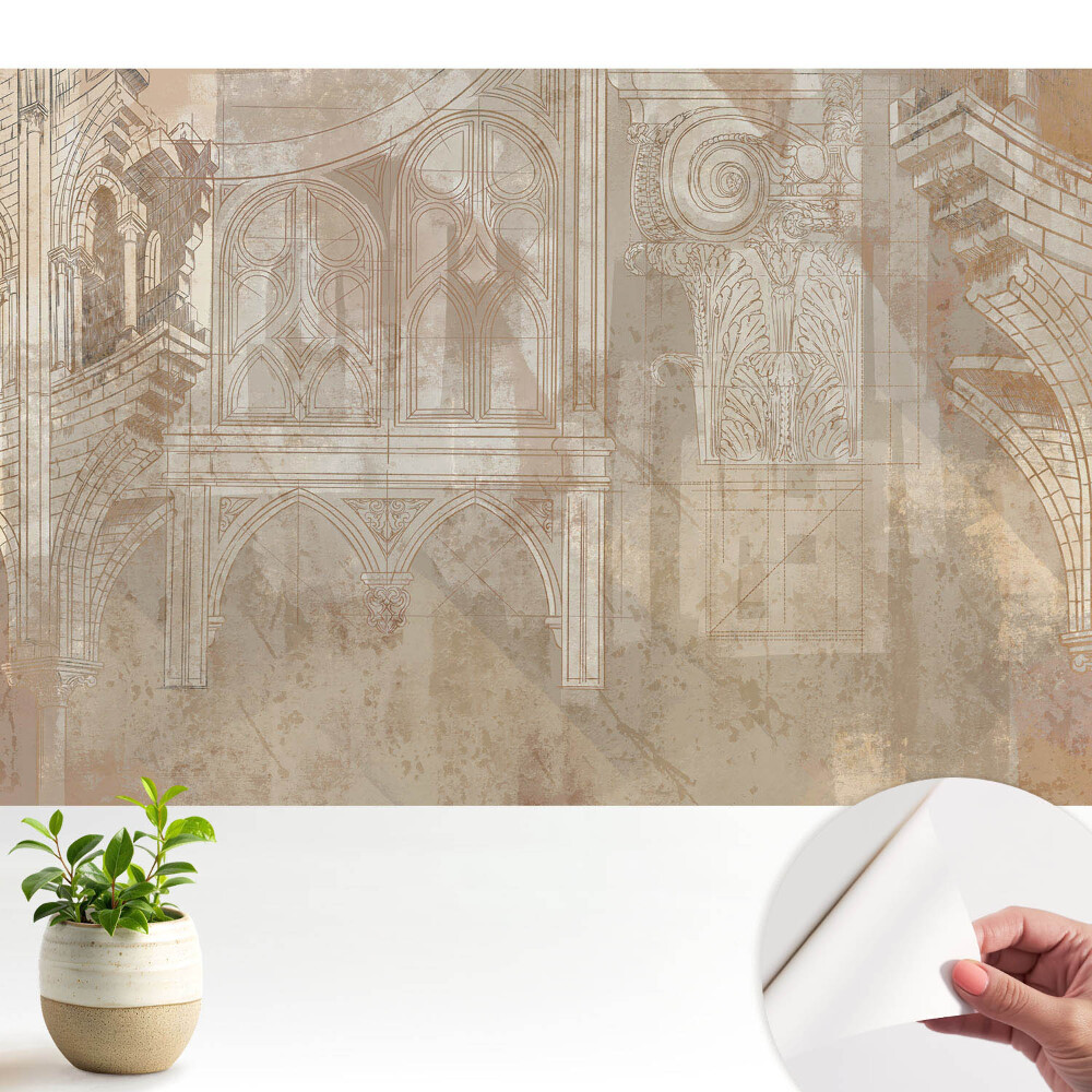 Tapeta na stenu samolepiaca s motívom architektonických detailov v klasickej kompozícii