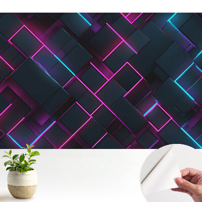 Tapeta s geometrickými tvarmi a neónovým podsvietením
