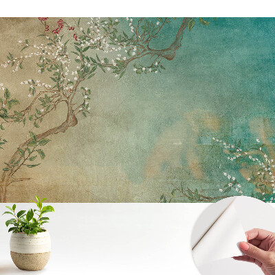 Luxusná tapeta s rustikálnym motívom konárov, kvetov a bobúľ