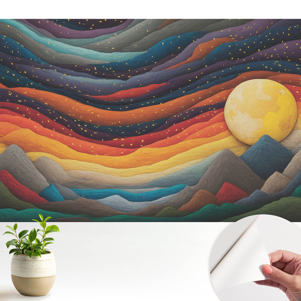 Tapeta Abstraktná horská krajina, kozmická noc