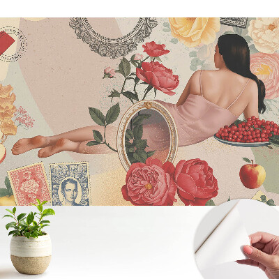 Tapeta na stenu samolepiaca s romantickým kvetinovým aranžmánom