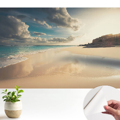 Tapeta na stenu samolepiaca s motívom pláže a oceánu pri západe slnka