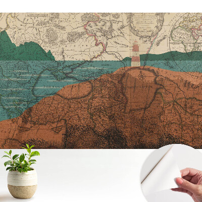 Luxusná tapeta s motívom starej mapy v prírodných farbách