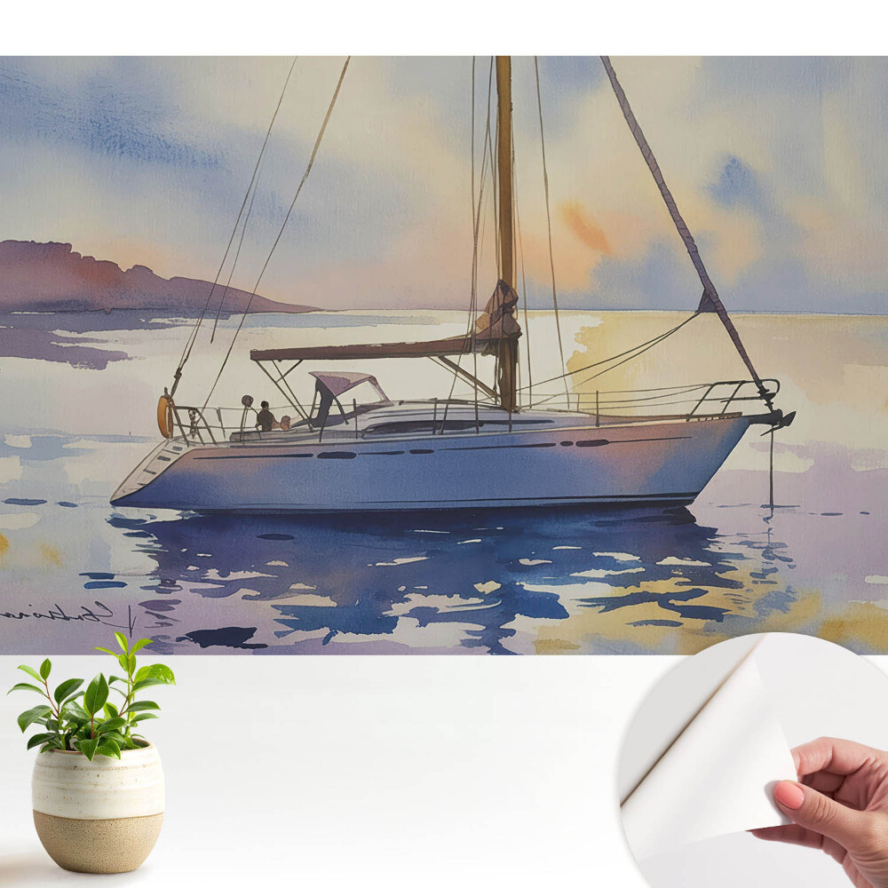 Tapety na stenu samolepiace Jachta na vode pri západe slnka