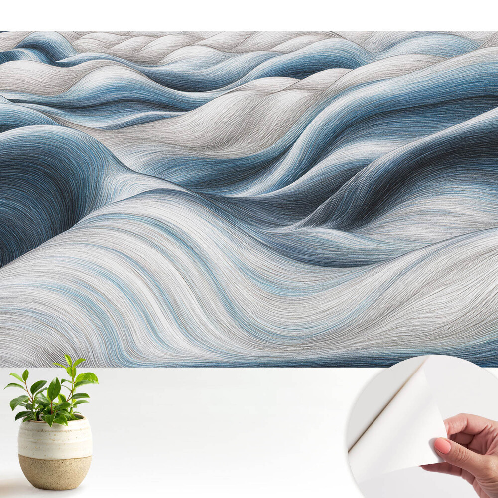 Tapeta do obývačky Vlnité jemné línie v odtieňoch modrej