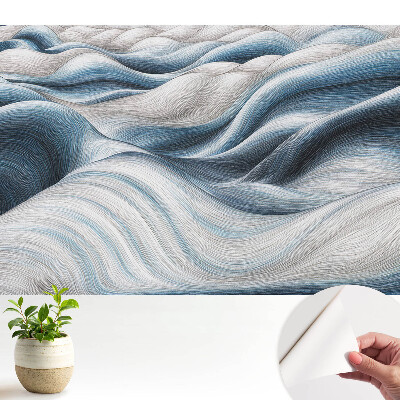 Tapeta do obývačky s vlnitými jemnými líniami v odtieňoch modrej